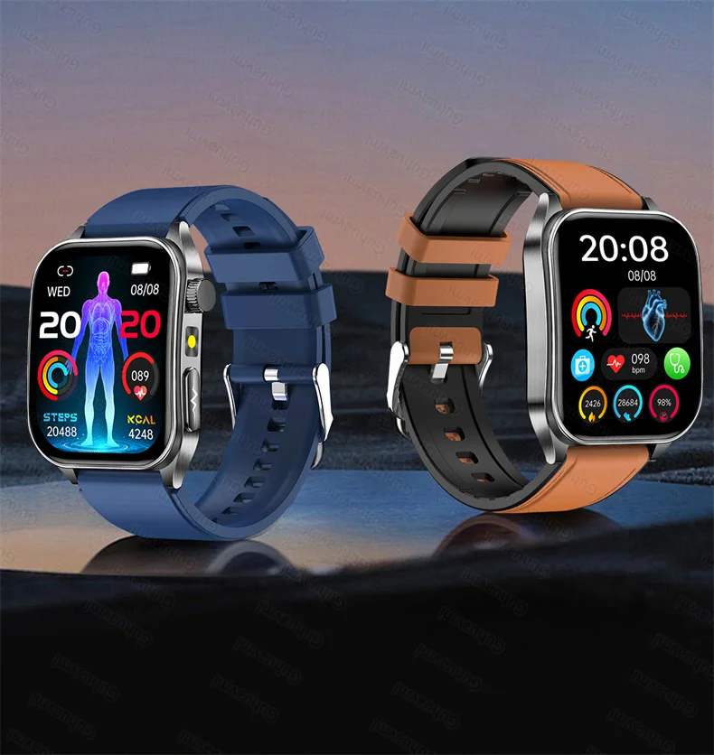 New Health Managed 650nm Laser Smart Watch Sapphire Health Measure Blood Oxygen Pressure Uric Acid Call ECG+PPG Smartwatch Men