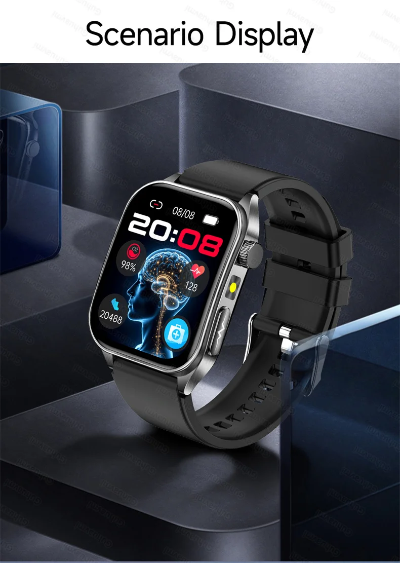 New Health Managed 650nm Laser Smart Watch Sapphire Health Measure Blood Oxygen Pressure Uric Acid Call ECG+PPG Smartwatch Men
