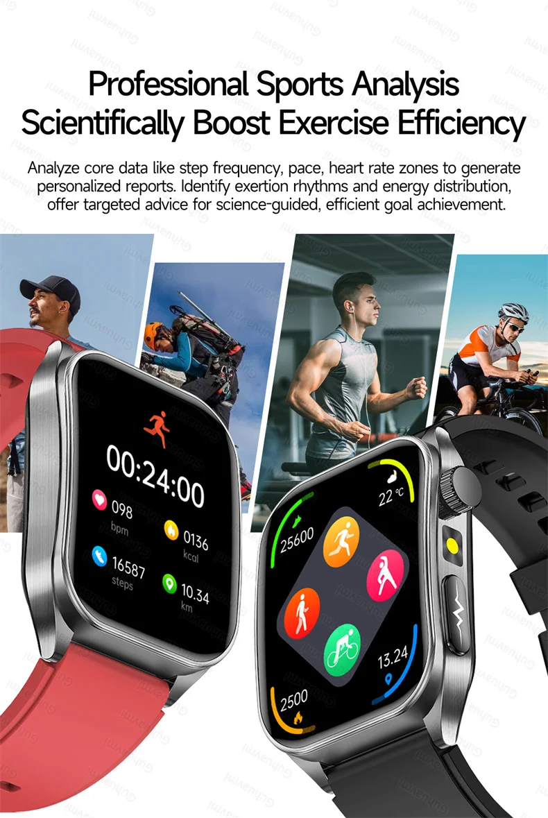 New Health Managed 650nm Laser Smart Watch Sapphire Health Measure Blood Oxygen Pressure Uric Acid Call ECG+PPG Smartwatch Men