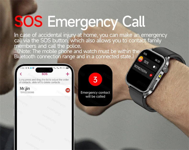 New Health Managed 650nm Laser Smart Watch Sapphire Health Measure Blood Oxygen Pressure Uric Acid Call ECG+PPG Smartwatch Men