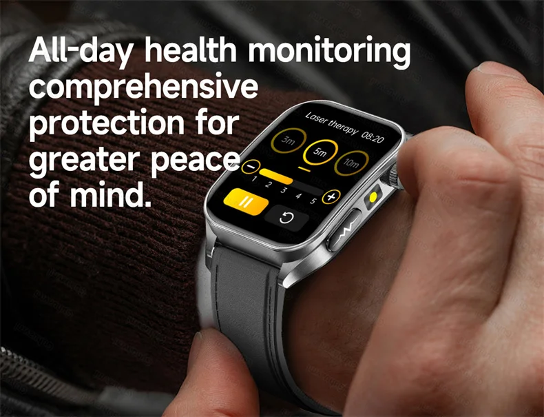 New Health Managed 650nm Laser Smart Watch Sapphire Health Measure Blood Oxygen Pressure Uric Acid Call ECG+PPG Smartwatch Men