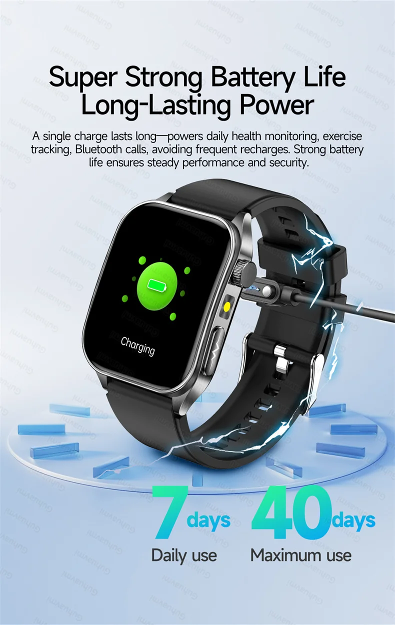 New Health Managed 650nm Laser Smart Watch Sapphire Health Measure Blood Oxygen Pressure Uric Acid Call ECG+PPG Smartwatch Men