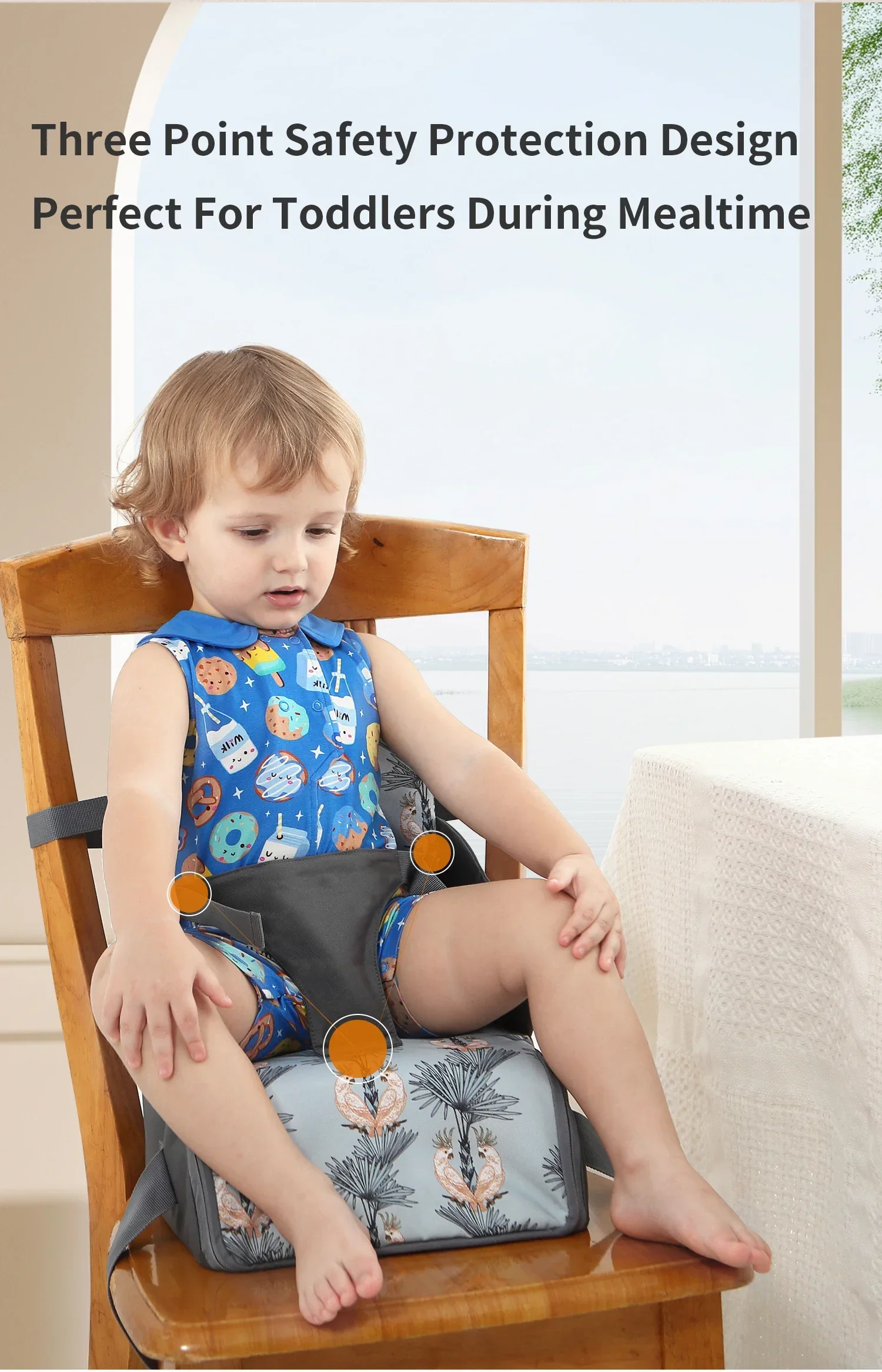 Portable Baby Booster Seat Diaper Bag Travel Toddler Convenient Cushion Kid Chair Washable Straps Safety Buckle Muti-functional