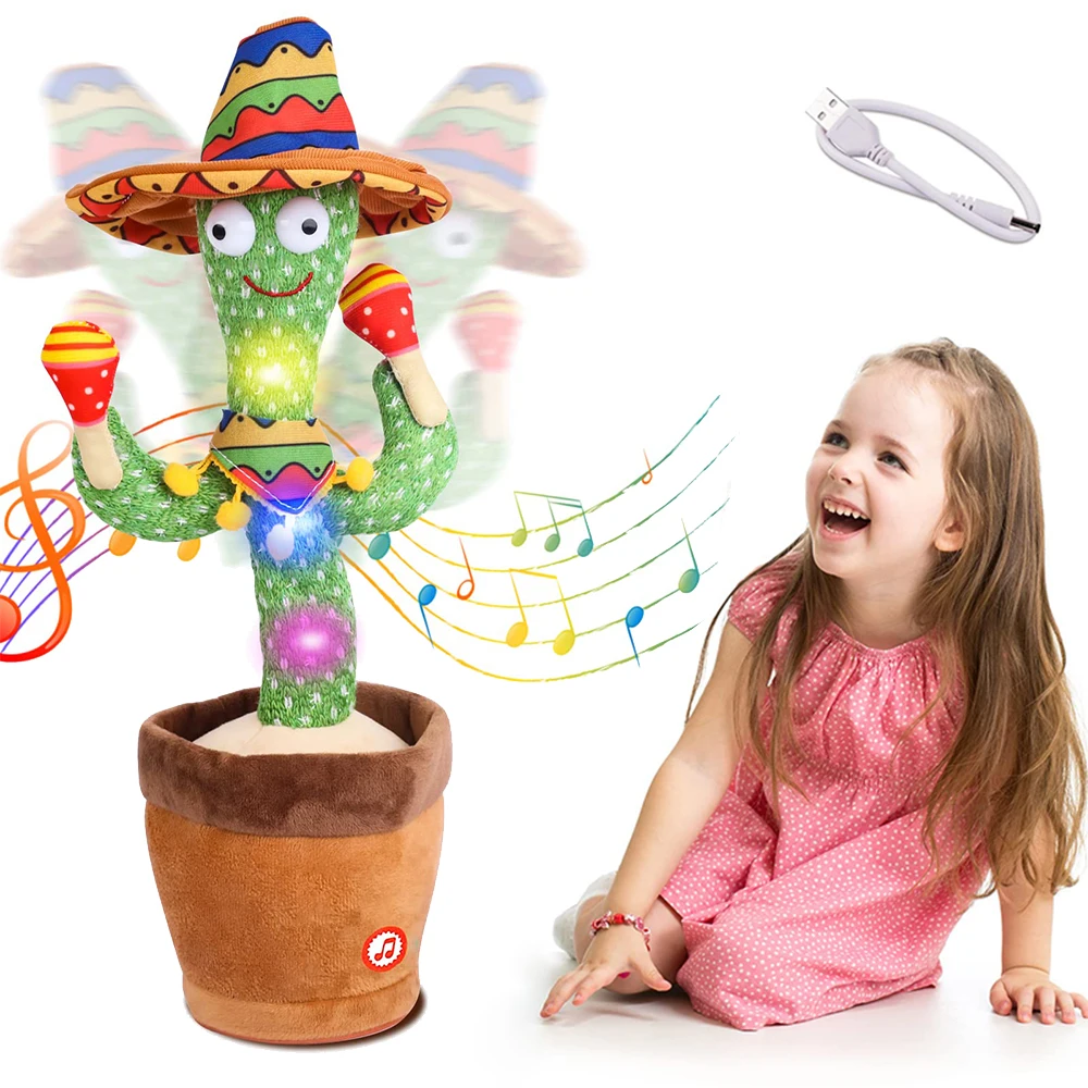 Talking Cactus Dancing Baby Toy Cactus Repeats What You say for Kids with English Songs Dancing Toy for Gift Toddle Girls Boys