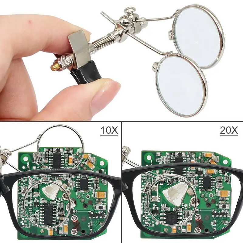 Magnifying Glass for Watch Repair 10X Double Lenses Stainless Steel Clip Magnifier Rotatable Diameter 25mm Monocular Magnifier