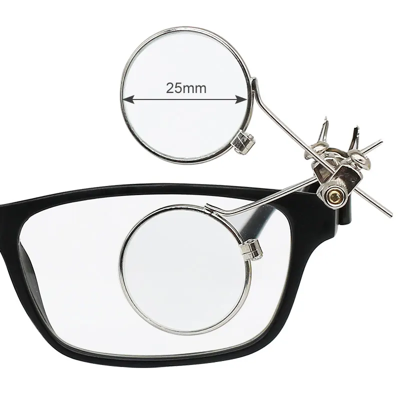 Magnifying Glass for Watch Repair 10X Double Lenses Stainless Steel Clip Magnifier Rotatable Diameter 25mm Monocular Magnifier
