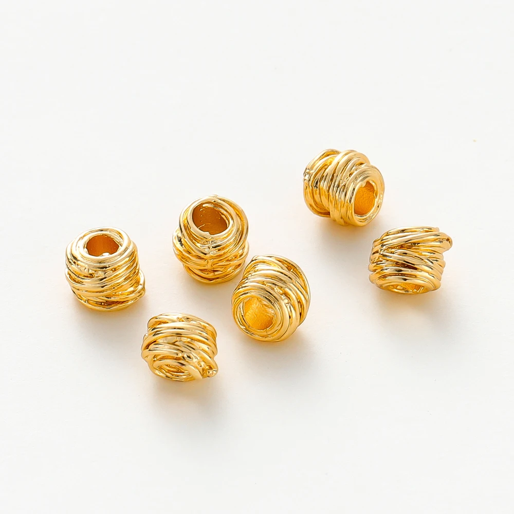 10/30/50Pcs/Pack 14K/18K Gold Plated Brass Weaving Ball Spacer Beads For DIY Bracelet Necklace Jewelry Making Accessories