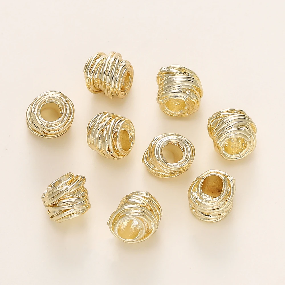 10/30/50Pcs/Pack 14K/18K Gold Plated Brass Weaving Ball Spacer Beads For DIY Bracelet Necklace Jewelry Making Accessories