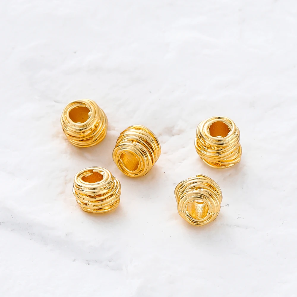 10/30/50Pcs/Pack 14K/18K Gold Plated Brass Weaving Ball Spacer Beads For DIY Bracelet Necklace Jewelry Making Accessories
