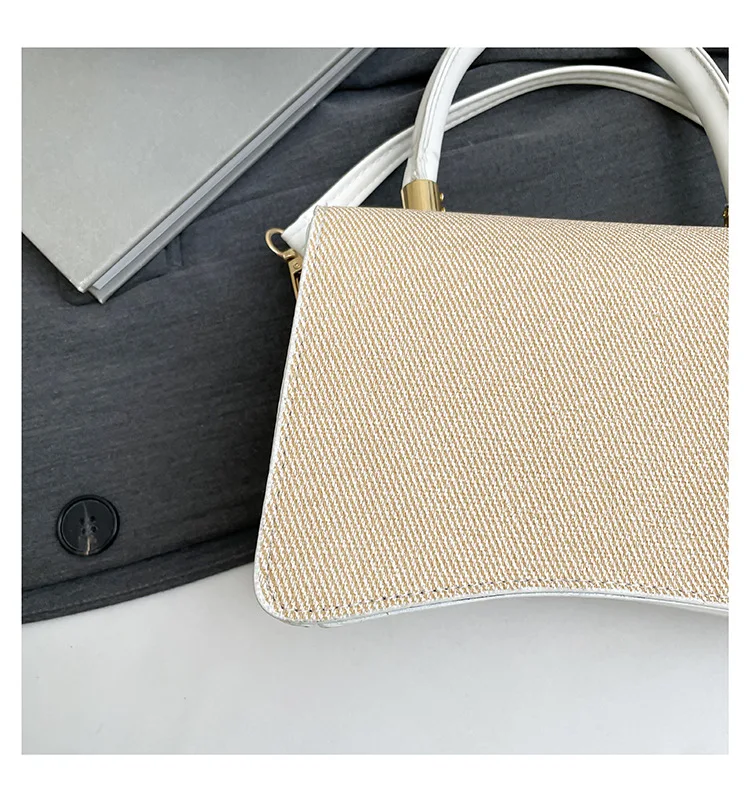 Women's Bags, Hand-held Spliced Contrasting Crossbody Bag, Fashion and Versatile Simple Casual Single Shoulder Small Square Bag