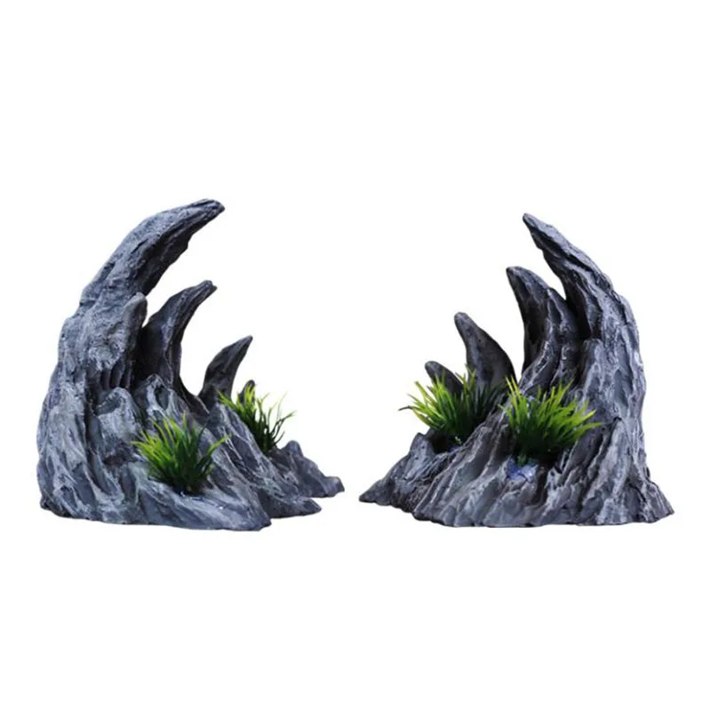Resin Aquarium Decoration Fish Tank Simulated Canyon Ornament Acuario Rocks for Aquarium Fish Decor 2pcs