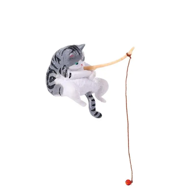 1/5Pcs New Fish Tank Fishing Cat Hanging Mini Creative Landscape Decoration Aquarium Fish Tanks Ornament Miniature Figurines