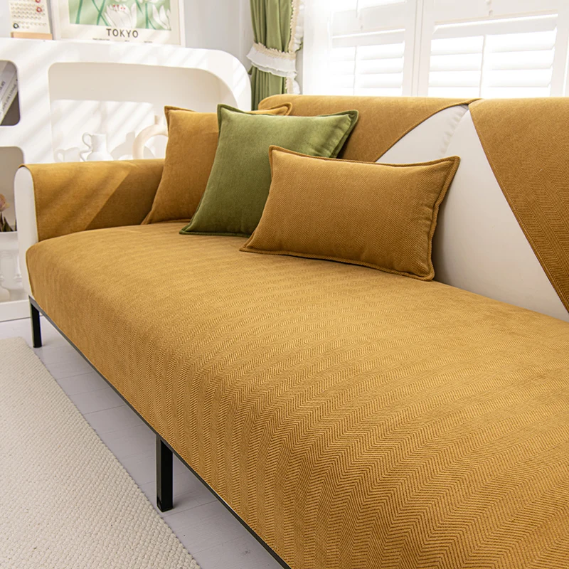 Chenille Textures Sofa Cover Universal Non-Slip Couch Cover Towel Sofa Protective Mats For Living Room Decoration Sofa Cushion