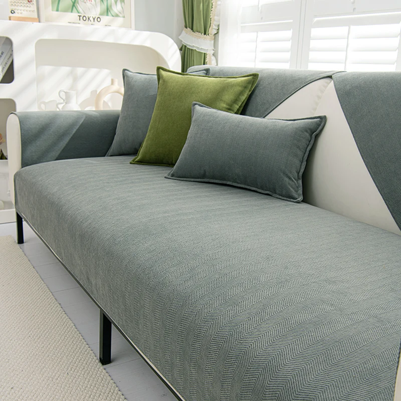 Chenille Textures Sofa Cover Universal Non-Slip Couch Cover Towel Sofa Protective Mats For Living Room Decoration Sofa Cushion