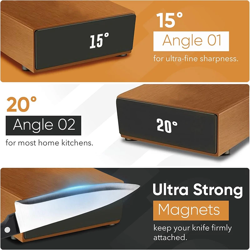Rolling Knife Sharpener Magnetic Knife Holder Diamond Sharpening Stone with 15 and 20 Degrees Angle Roller Kitchen Accessory Set
