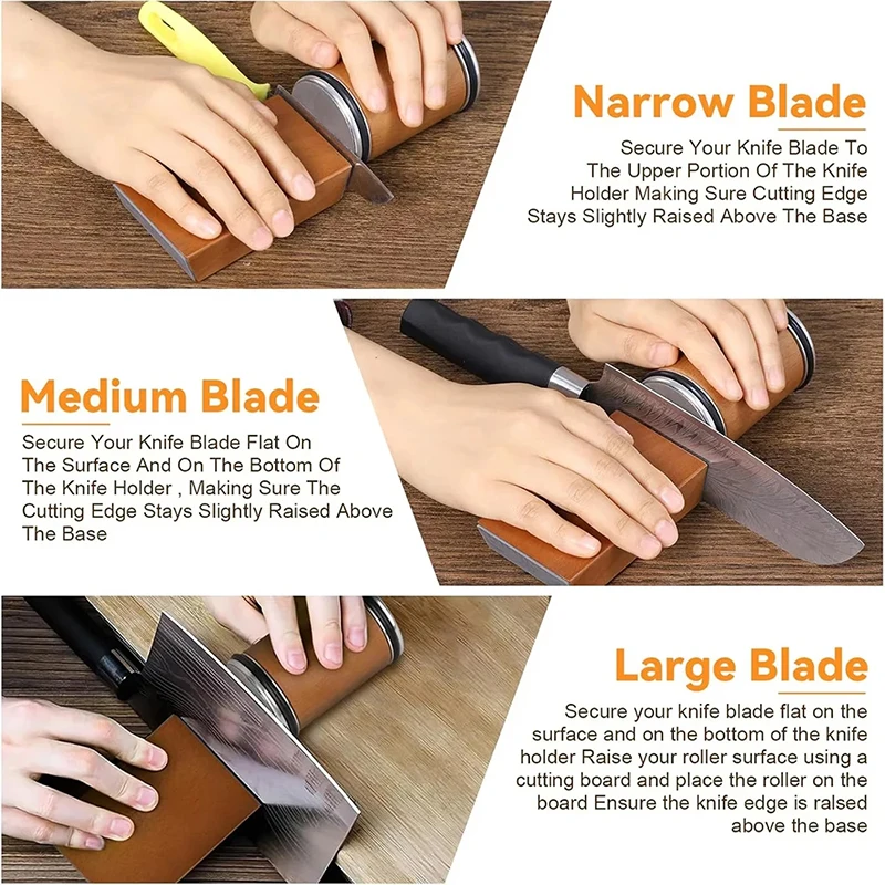 Niiruo Rolling Knife Sharpener Double Sided Diamond Sharpening Stone 15/20° Degree Magnetic Angle Roller Sharpening for Kitchen
