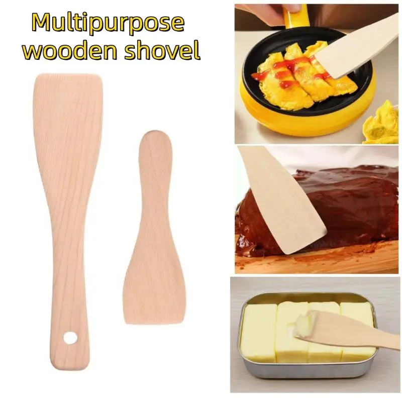 Multifunctional Wooden Raclette Spatulas,Solid Wood High Temperature Resistant Spatula Nonstick Kitchen Utensil