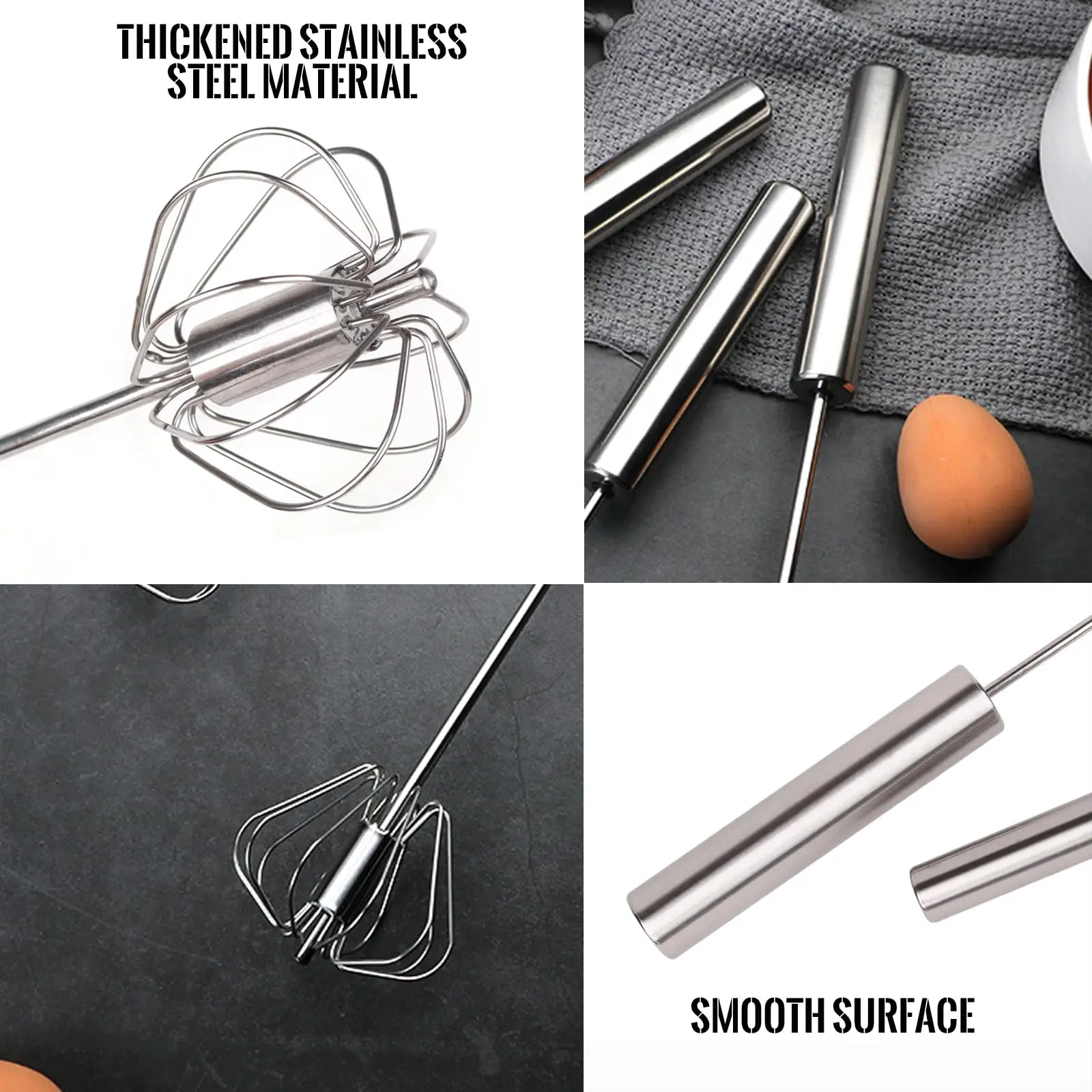 1/3PC Semi Automatic Egg Beater Stainless Steel Semi-Automatic Mixer for Effortless Egg Cream Mixing Stirring Kitchen Tool
