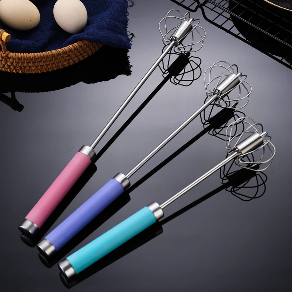Semi-automatic Egg Beater 304 Stainless Steel Egg Whisk Manual Hand Mixer Self Turning Egg Stirrer Kitchen Accessories Egg Tools
