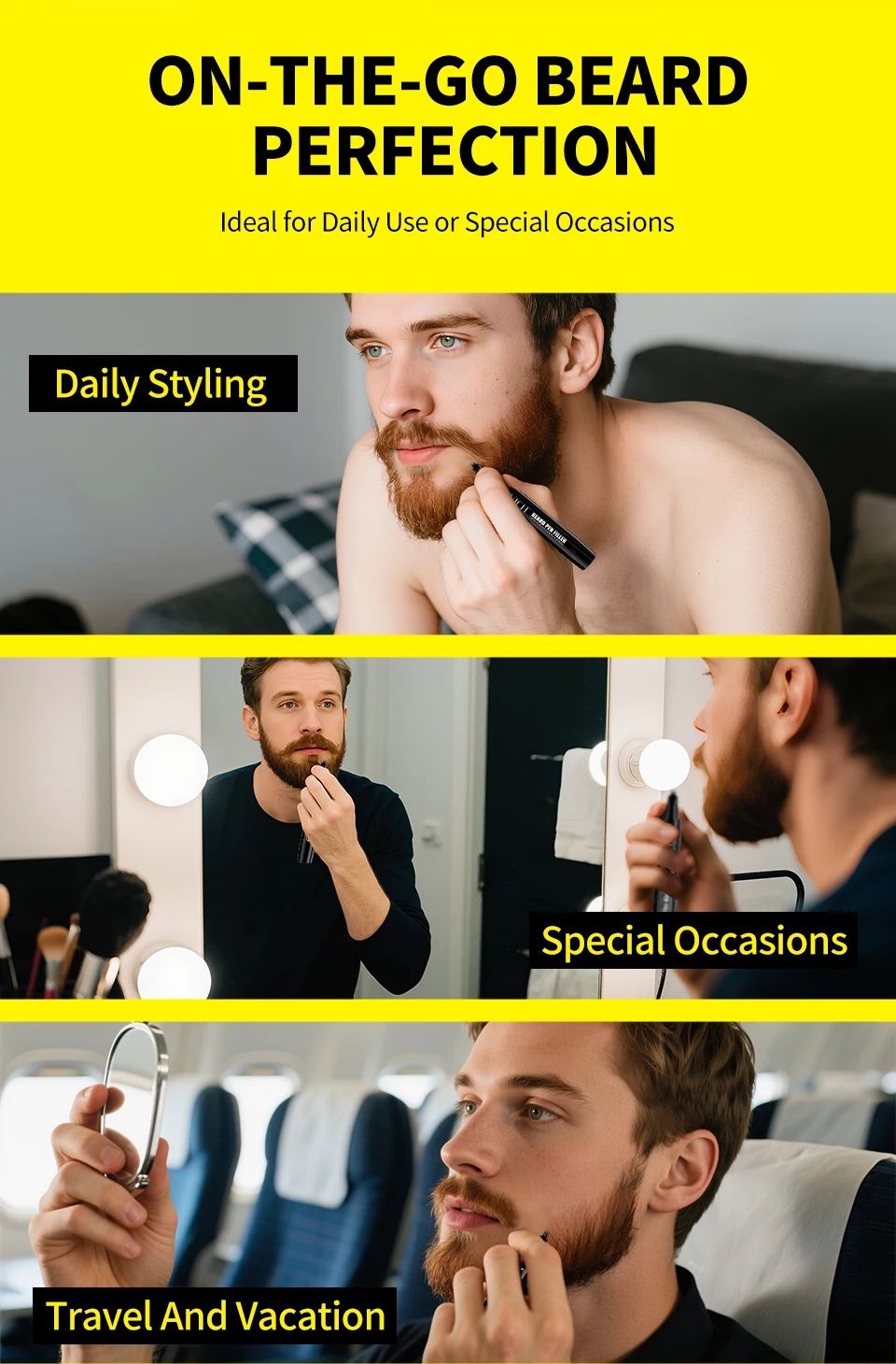 Beard Filler Pen Men Beard Pencil Filler Color Dye Pen Waterproof Moustache Coloring Pen Beard Filling Enhancer Shaping Tool