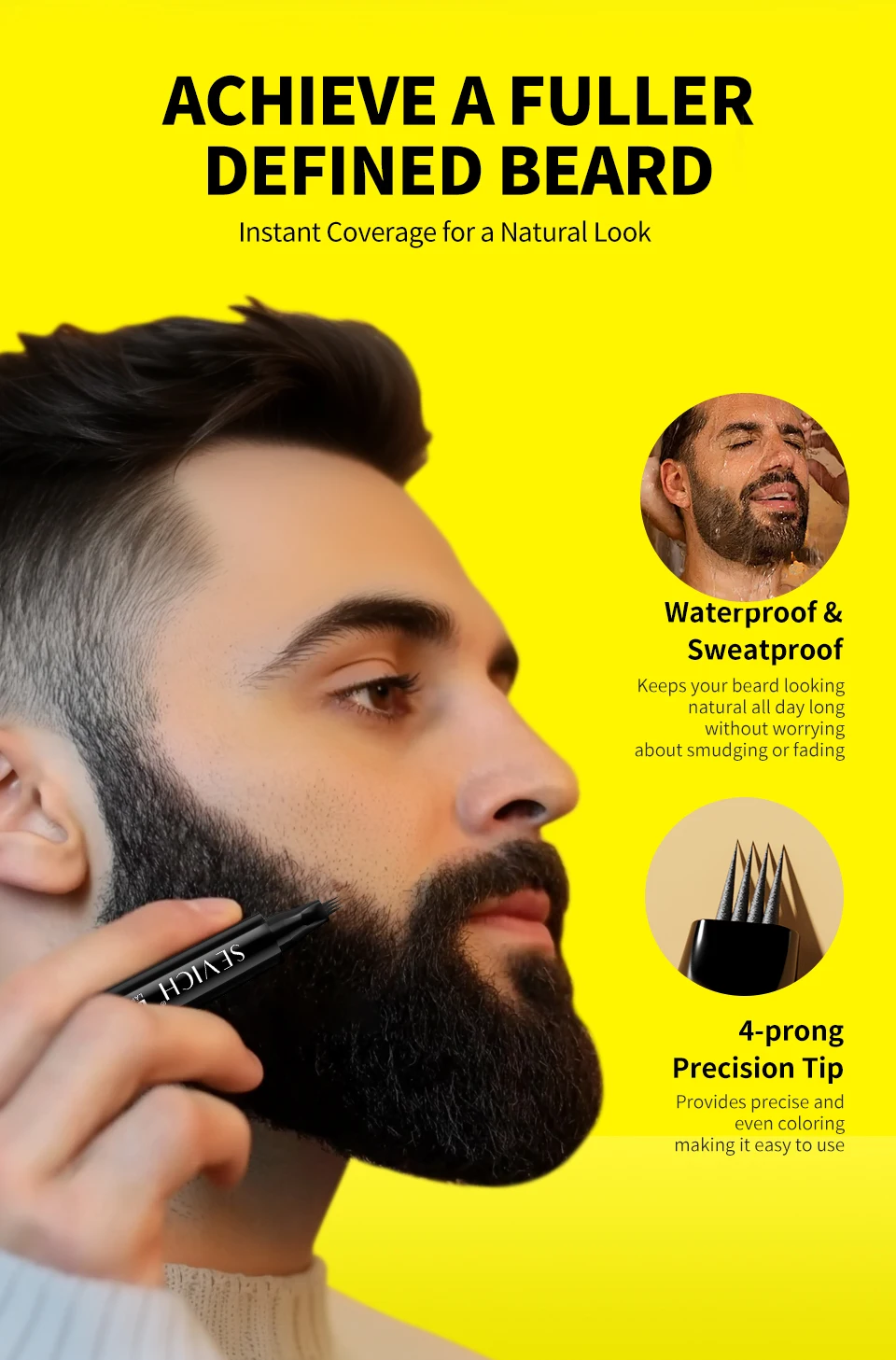 Beard Filler Pen Men Beard Pencil Filler Color Dye Pen Waterproof Moustache Coloring Pen Beard Filling Enhancer Shaping Tool