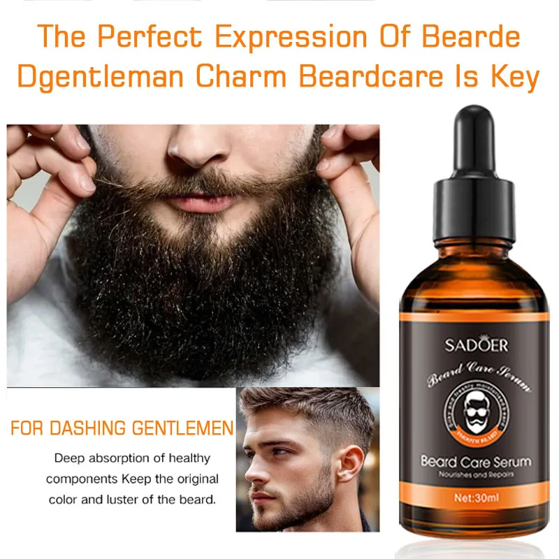 SADOER Men's Beard Oil Care and Beauty Kit, deeply moisturizing, rich in nutrients, intensive hair essence, smooth and styled