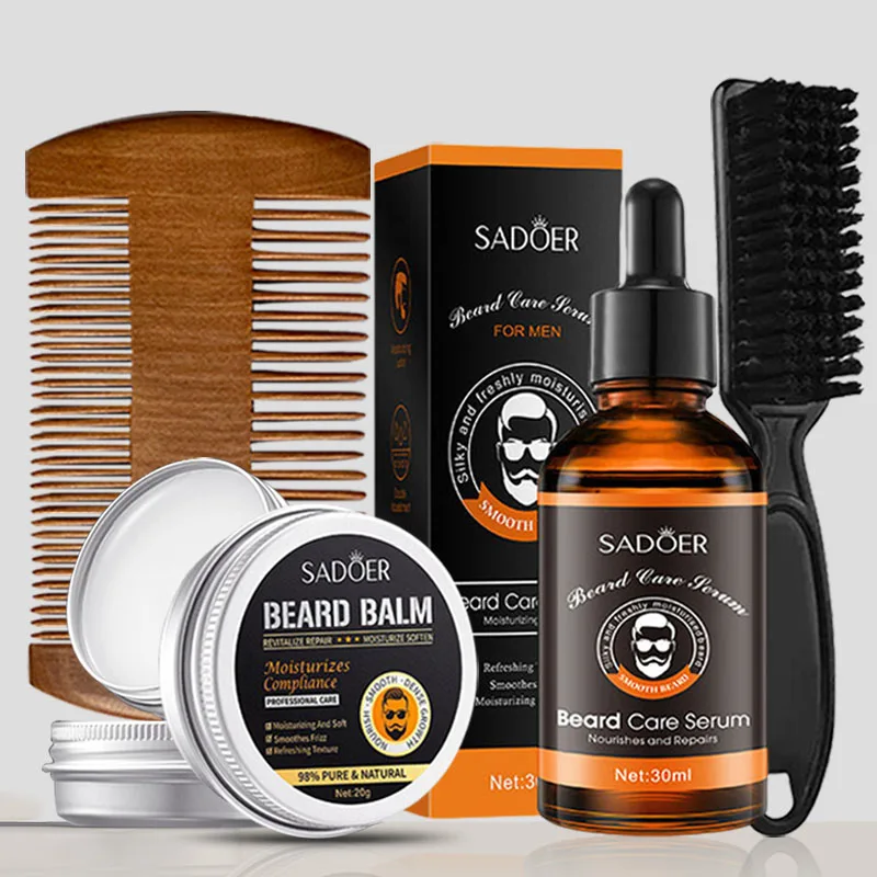 SADOER Men's Beard Oil Care and Beauty Kit, deeply moisturizing, rich in nutrients, intensive hair essence, smooth and styled