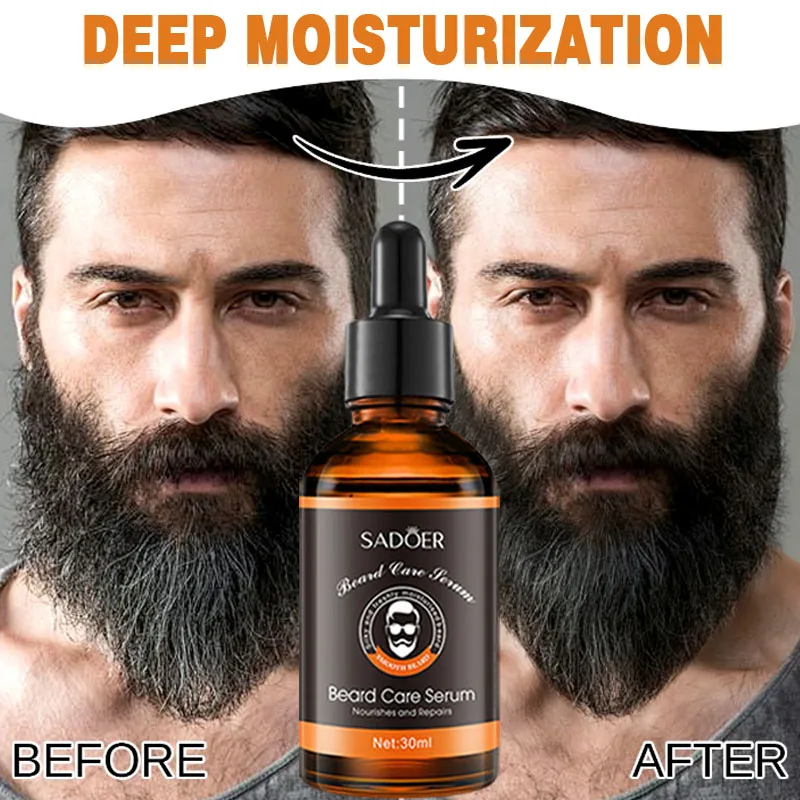 SADOER Men's Beard Oil Care and Beauty Kit, deeply moisturizing, rich in nutrients, intensive hair essence, smooth and styled