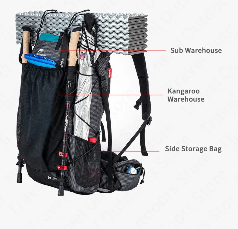 Naturehike Outdoor Mountaining Backpack Waterproof High Capacity Sports Climbing Ultralight Hiking Travel Bag With Rain Cover