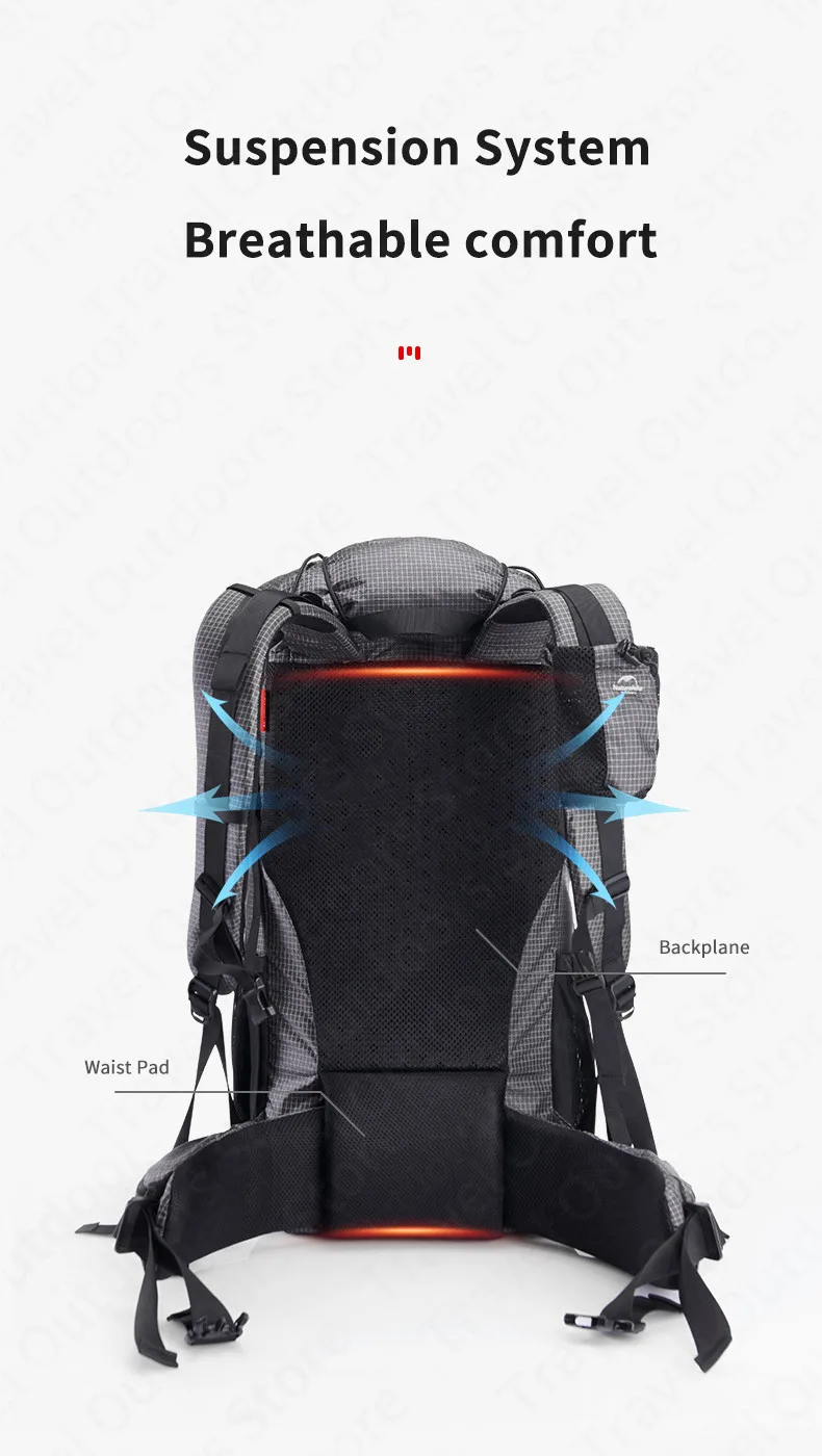 Naturehike Outdoor Mountaining Backpack Waterproof High Capacity Sports Climbing Ultralight Hiking Travel Bag With Rain Cover