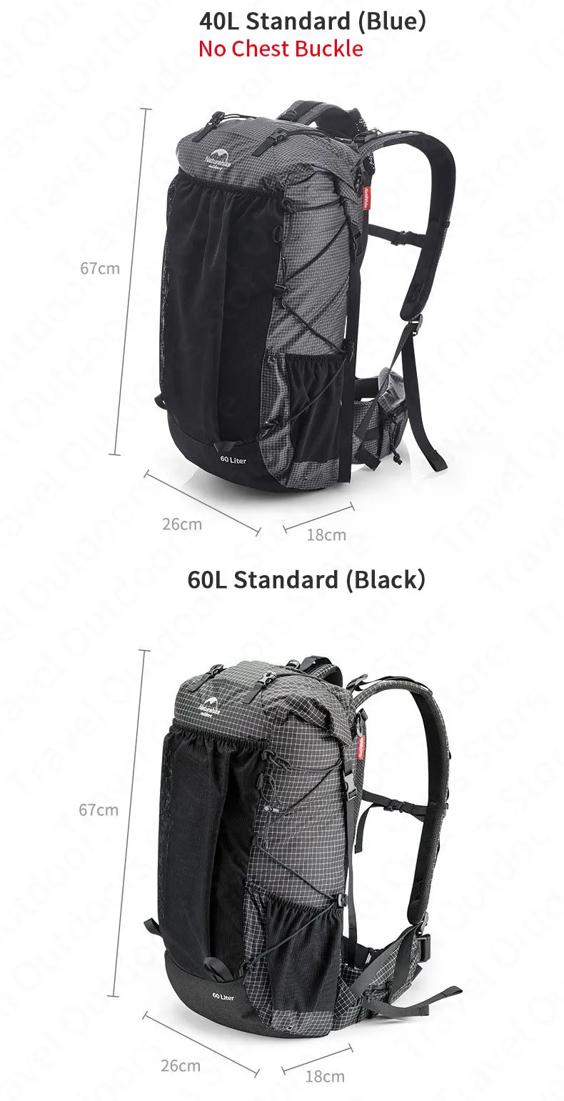 Naturehike Outdoor Mountaining Backpack Waterproof High Capacity Sports Climbing Ultralight Hiking Travel Bag With Rain Cover