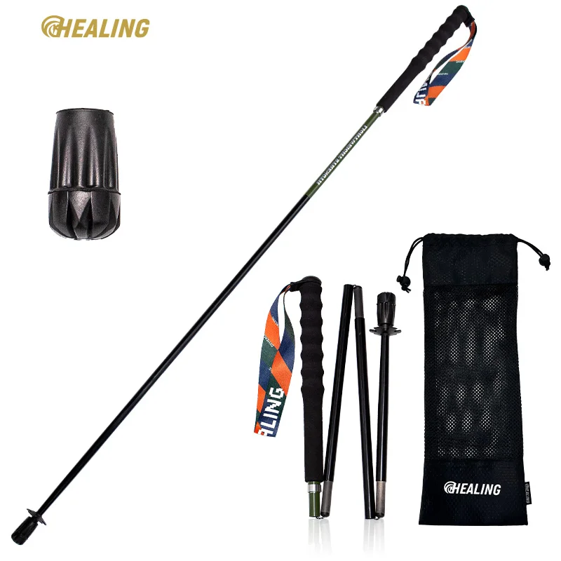 T800 Pure Carbon Fiber Trekking Poles Ultralight Weight Hiking Sticks Outdoor City Running Poles Walking Stick Folding Easy-take