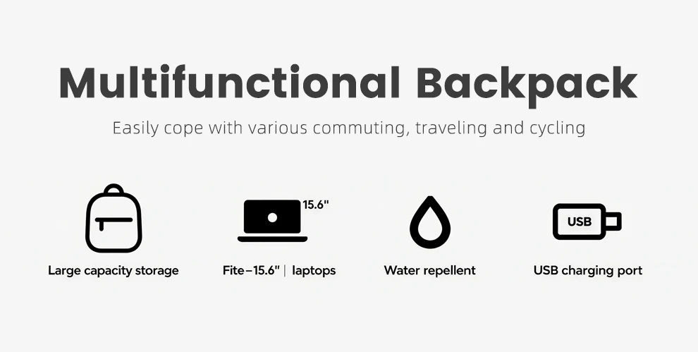 HK Multifunctional High-Quality Backpack Waterproof Oxford Cloth Large-Capacity Schoolbag 15.6-inch Laptop Bag with USB Charging