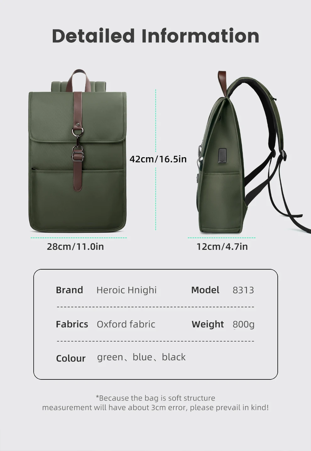 HK Multifunctional High-Quality Backpack Waterproof Oxford Cloth Large-Capacity Schoolbag 15.6-inch Laptop Bag with USB Charging