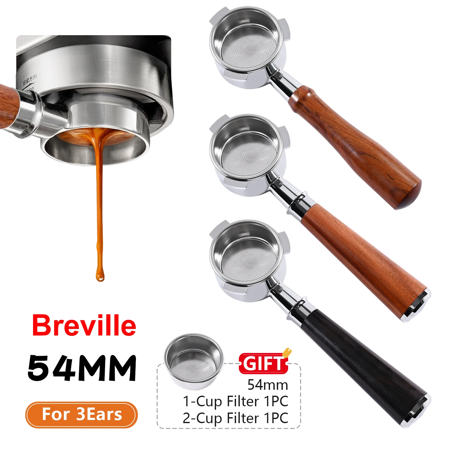 54mm Coffee Bottomless Portafilter Naked For Breville Sage 870 878 879 Filter Basket Espresso Machine Accessories Barista Tools