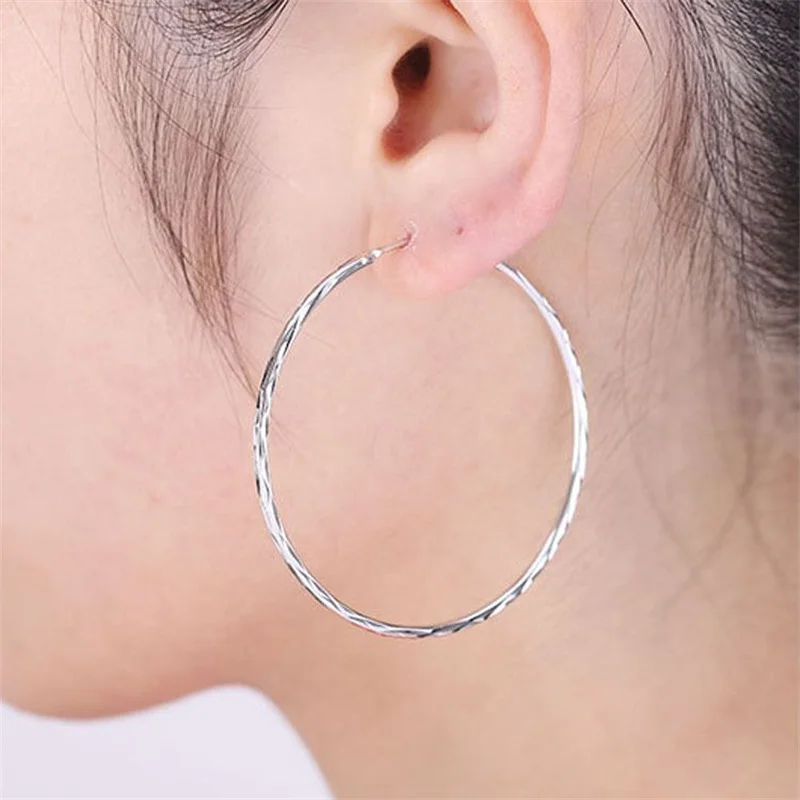 Senlissi-New 925 Sterling Silver Hoop Earrings For Women 18K Gold Earring Luxury Quality Jewelry 1.8MM Thick 2/2.5/3/4/5/6CM