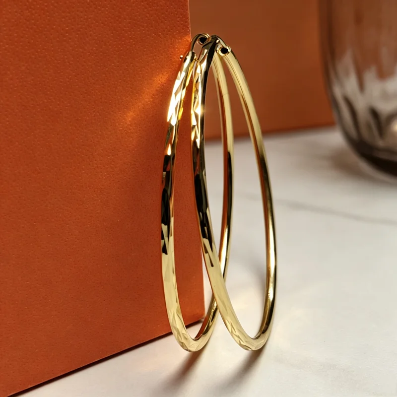 Senlissi-New 925 Sterling Silver Hoop Earrings For Women 18K Gold Earring Luxury Quality Jewelry 1.8MM Thick 2/2.5/3/4/5/6CM