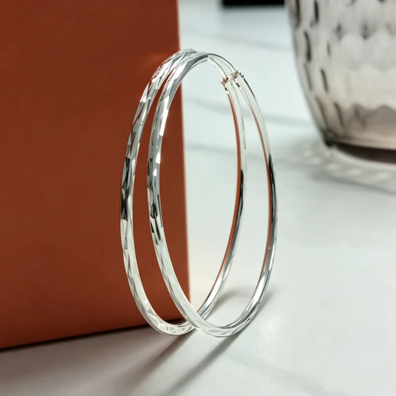 Senlissi-New 925 Sterling Silver Hoop Earrings For Women 18K Gold Earring Luxury Quality Jewelry 1.8MM Thick 2/2.5/3/4/5/6CM