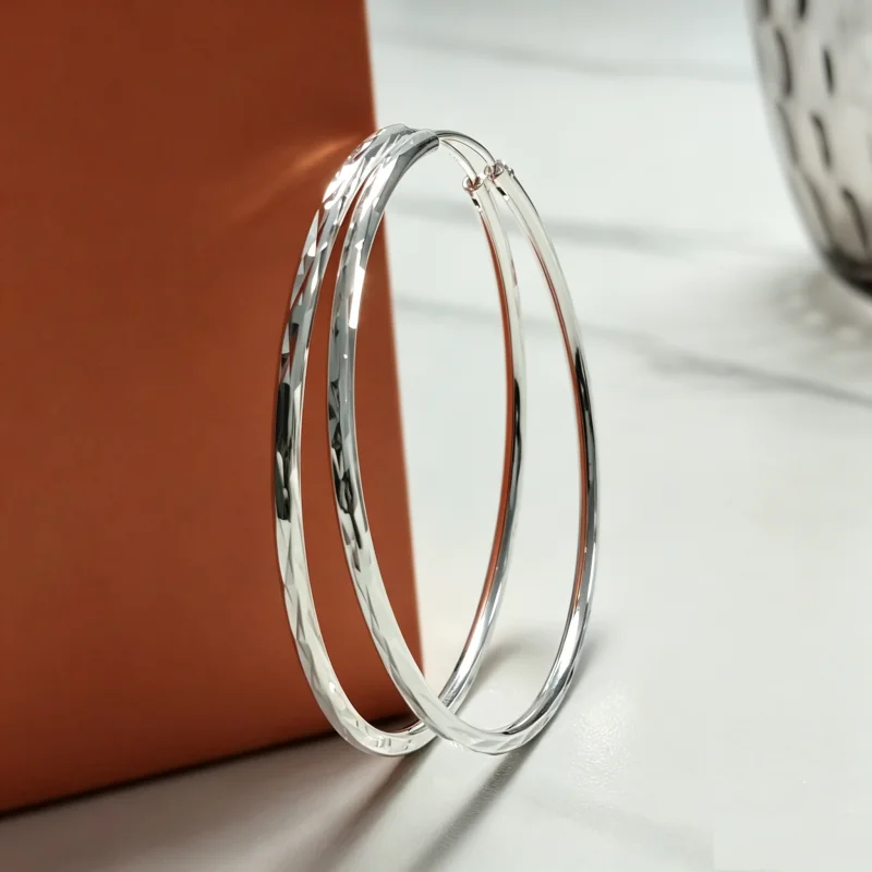 Senlissi-New 925 Sterling Silver Hoop Earrings For Women 18K Gold Earring Luxury Quality Jewelry 1.8MM Thick 2/2.5/3/4/5/6CM