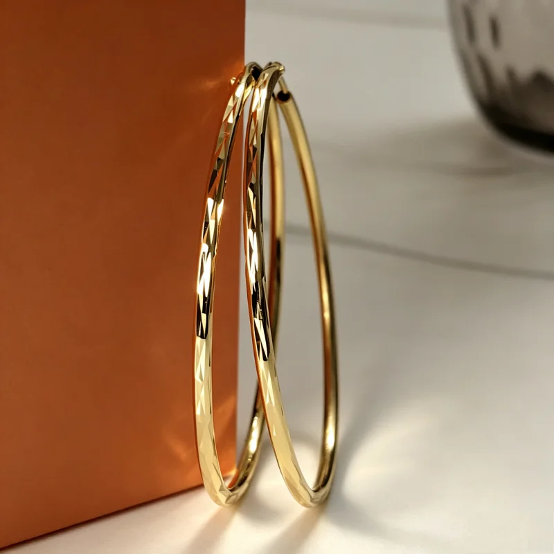 Senlissi-New 925 Sterling Silver Hoop Earrings For Women 18K Gold Earring Luxury Quality Jewelry 1.8MM Thick 2/2.5/3/4/5/6CM