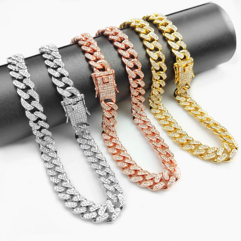 Fashion Jewelry Accessories Gold Cuban Chain Cat Collar Luxury Crystal Rhinestone Pet Kitten Necklace for Cats