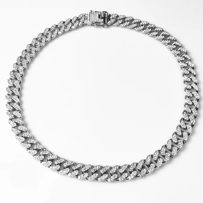 Fashion Jewelry Accessories Gold Cuban Chain Cat Collar Luxury Crystal Rhinestone Pet Kitten Necklace for Cats