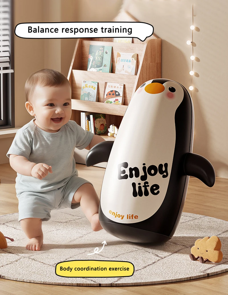 Kids Boxing Training Wobbler Inflatable Toys Panda Punching Bag Tumbler Indoor Outdoor Bop Bag Party Games Sport Toys Kids Gift