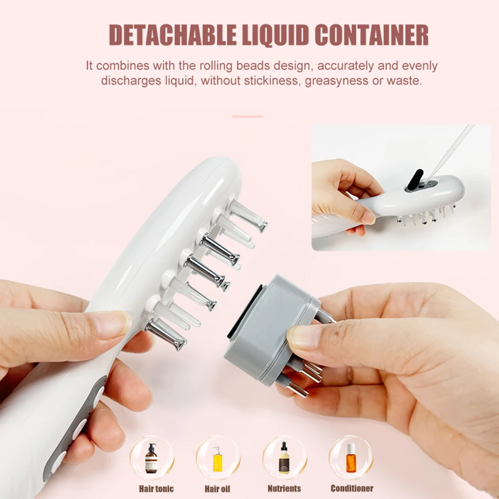 Electric Hair Growth Comb Oil Applicator Red Blue LED Vibration Head Massage Brush Comb EMS Stimulates Scalp Anti-Hair Loss