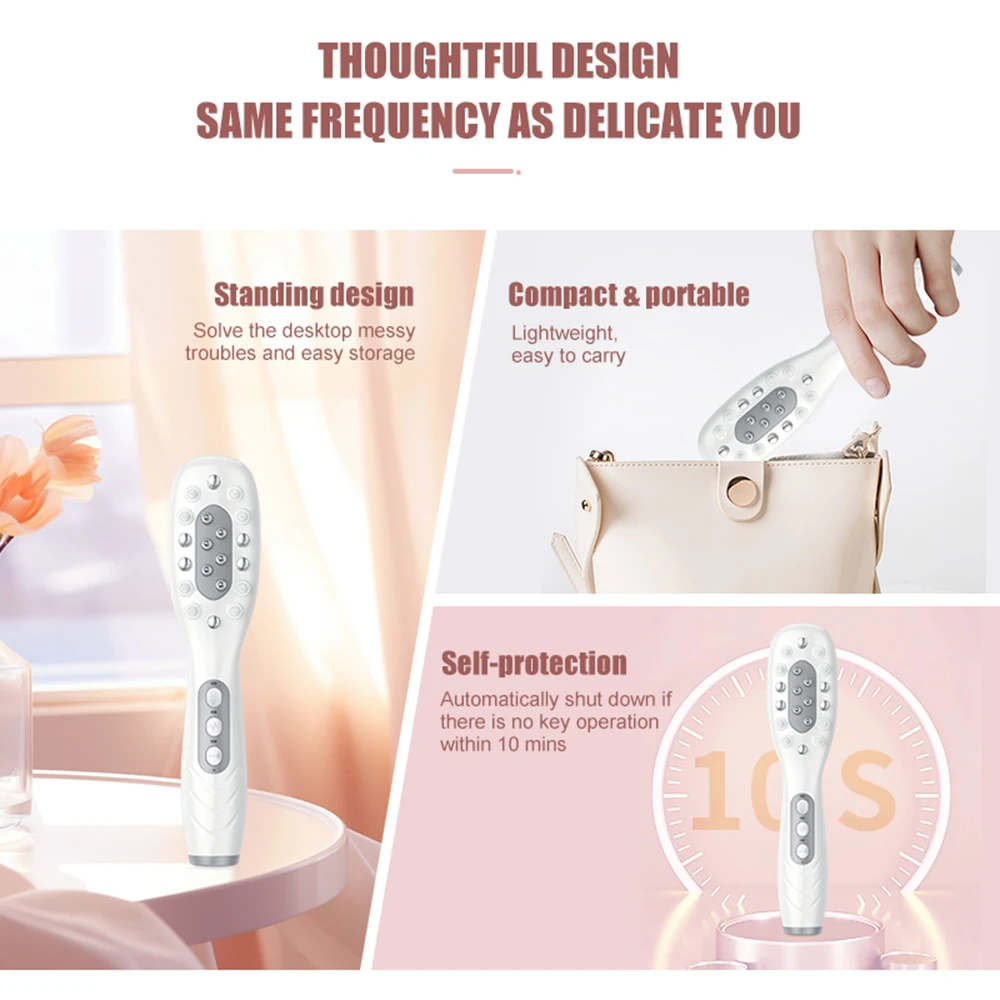 Electric Hair Growth Comb Oil Applicator Red Blue LED Vibration Head Massage Brush Comb EMS Stimulates Scalp Anti-Hair Loss