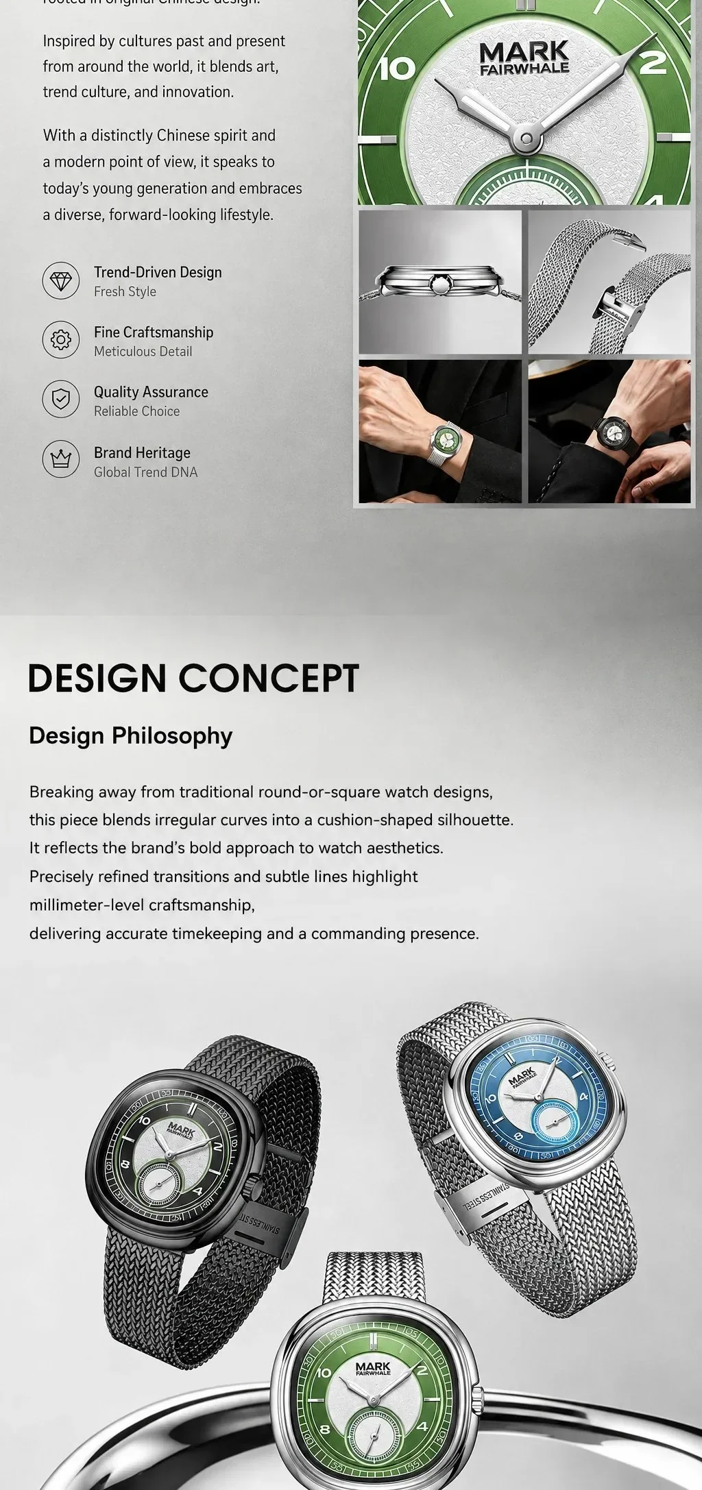 MARK FAIRWHALE 5085 Top Brand Men's Watch New Quartz Wristwatch Luminous Dial Ultra Thin Steel Band Waterproof Watch for Man