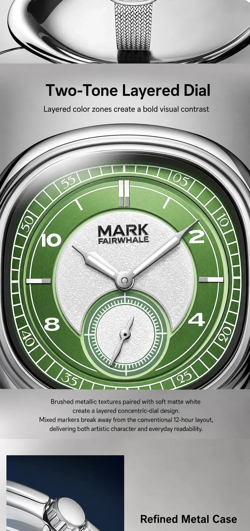 MARK FAIRWHALE 5085 Top Brand Men's Watch New Quartz Wristwatch Luminous Dial Ultra Thin Steel Band Waterproof Watch for Man