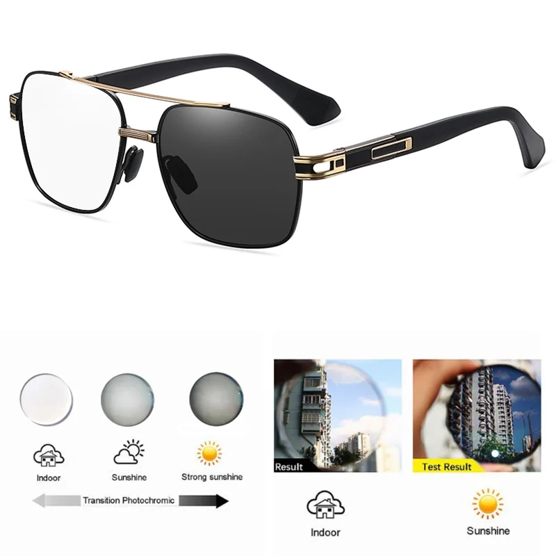 Metal Premium Photochromic Reading Glasses Men Square Presbyopic Glasses Women Fashion Discolored Glasses Customized Diopter