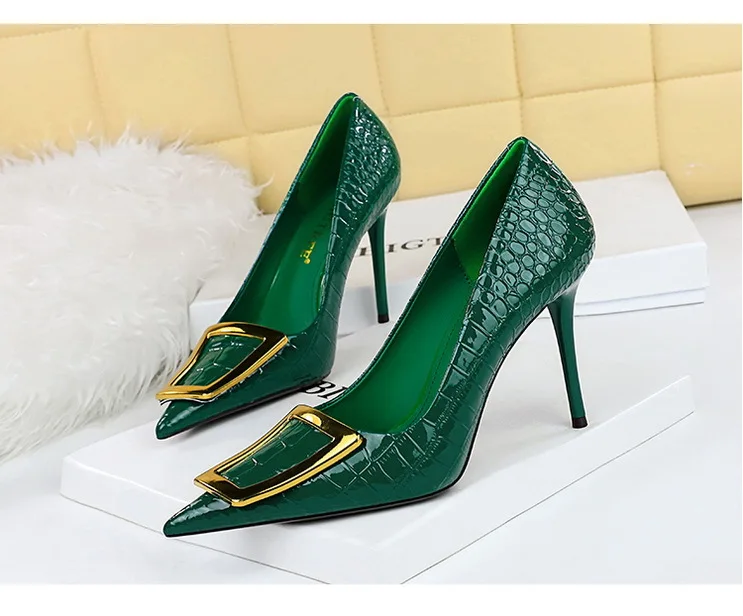 BIGTREE Shoes Women 10 Cm Metal Buckle Ladies Pumps Luxury Women's Banquet Shoes Stilettos High Heels Women Sexy Party Shoes