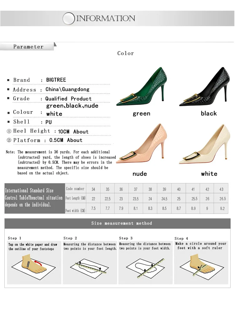 BIGTREE Shoes Women 10 Cm Metal Buckle Ladies Pumps Luxury Women's Banquet Shoes Stilettos High Heels Women Sexy Party Shoes